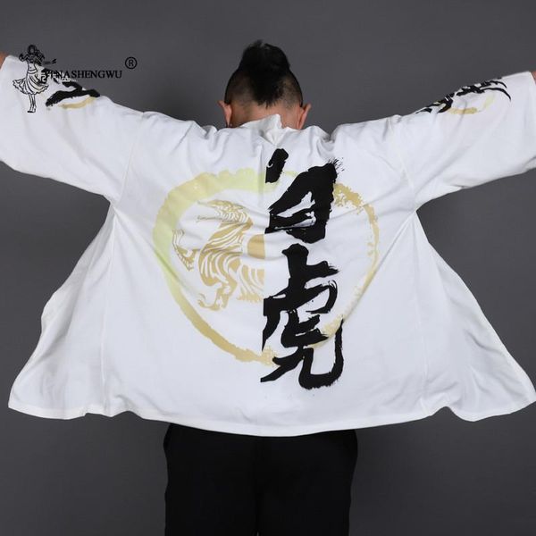 

japanese style kimono samurai clothes japan blouse yukata haori chinese men traditional coat male asian cardigan print costume ethnic clothi, Red