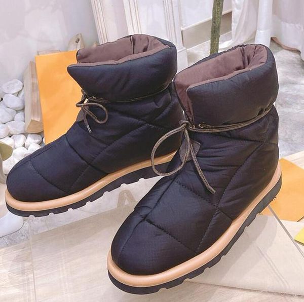 

pillow comfore ankle boots women soft down shoe designer flat shoes waterproof snowdrop nylon upper winter boots good quality big size 35-41, Black
