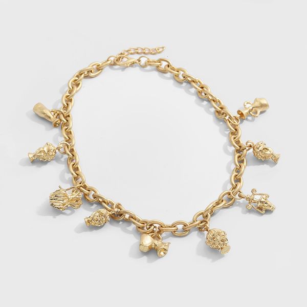 

wind exaggeration necklace personality head pendant neck chain men's and women's net red same hip hop cool fas, Silver