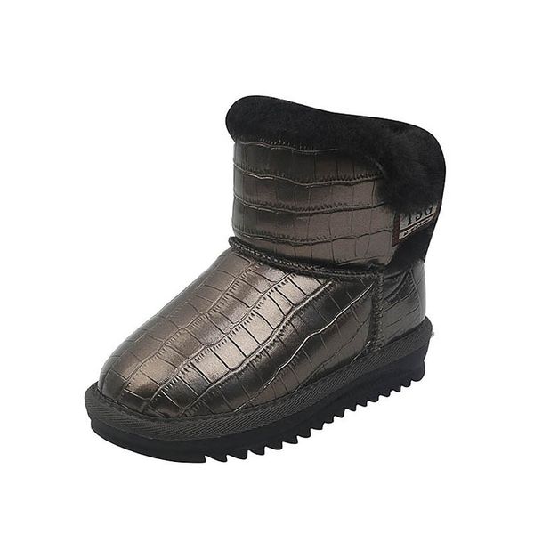 

baby boots kids shoes girls boys short boot fur children snow winter toddler footwear infant wear warm b8936, Black;grey