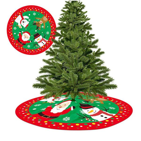 

christmas decorations tree decor round snowman santa elk print skirt apron floor carpet xmas mat