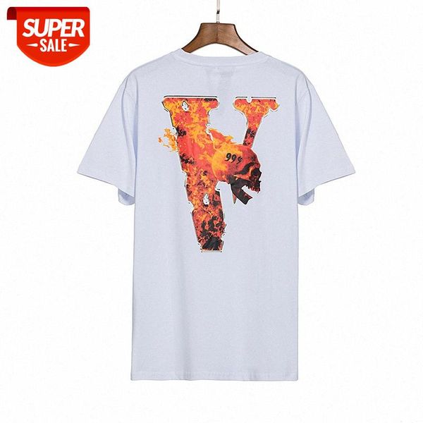 

v@love flame skull big v round neck pullover short sleeve #5l5a, White;black