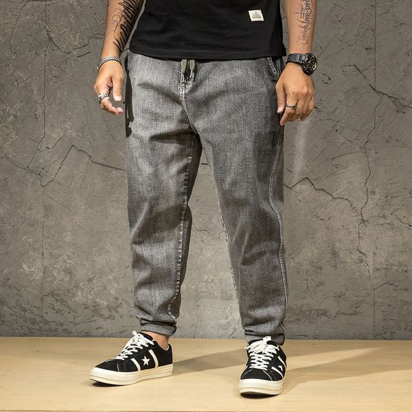 

plus size herenkleding 202120new launch men losse casual stretch jeans zomer dunne oversized rights broek 44 46 48, Black