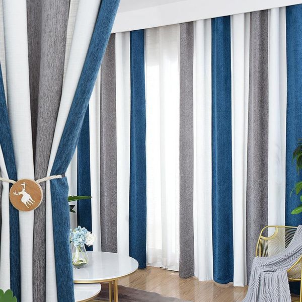 

curtain & drapes modern simple mediterranean style curtains polyester cotton chenille seamless stitching shading for living room bedroom