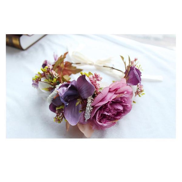 

new bridal flower headband wreath hairband bridesmaid headdress party flower hair accessories wedding flower crown qylarf