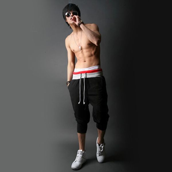 

summer new casual cropped mode effects color sport broek for men, Black