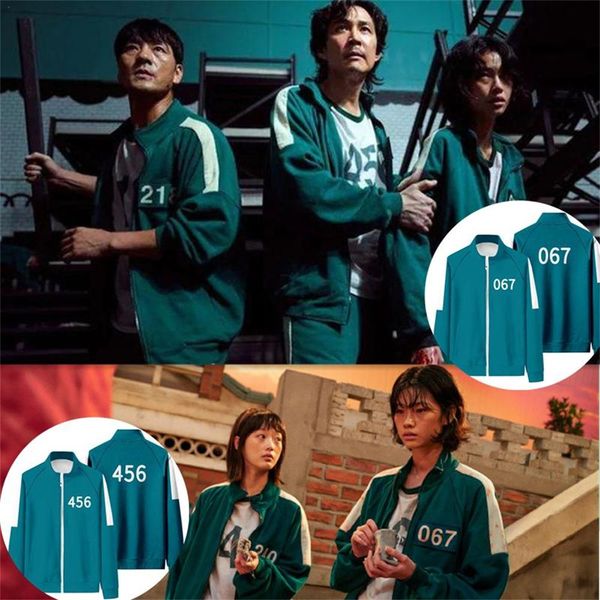 

squid game cool jacket women men's li zhengjae same sportswear plus size 456 autumn hoodie coat halloween costumes, Black