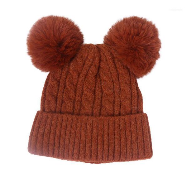 

caps & hats children baby girls boys solid knitted pompom kids infant toddler winter autumn warm soft beanies hat1, Yellow