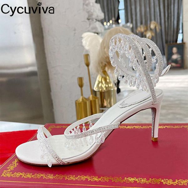 

dress shoes designer ankle strap crystal sandals women high heel weeding woman leather botas mujer, Black