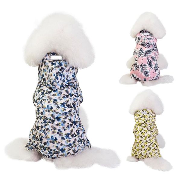 

dog apparel breathable highly pet windproof raincoat with hat, small and medium dogs waterproof floral patterns trench coat for rainy day