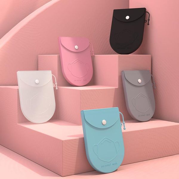 

storage bags portable silicone flat mask box dustproof and moisture-proof cover holder case bag