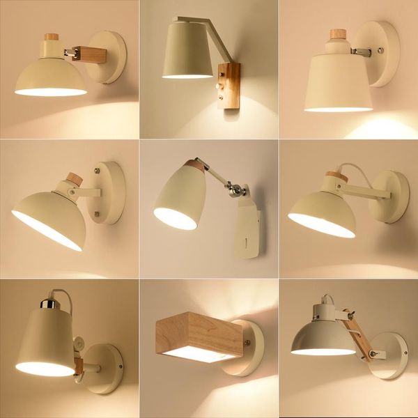 

wall lamp modern wood swing arm bedroom japanese living room study bedside