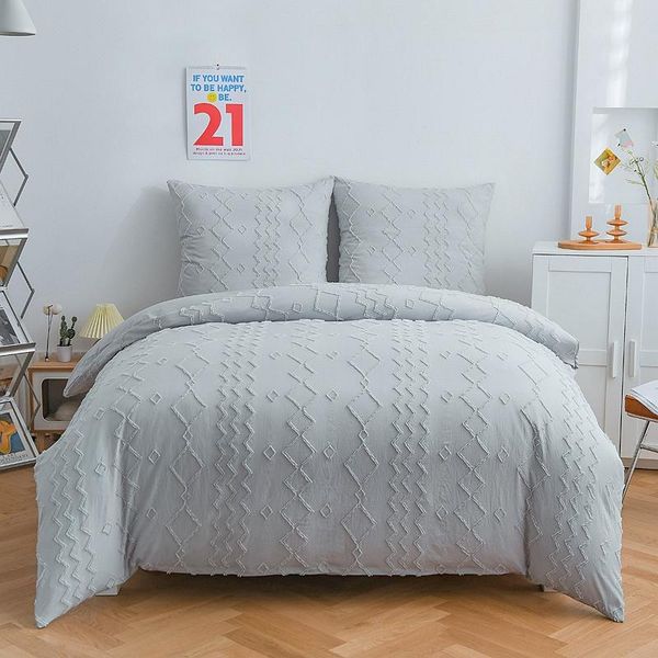 

bedding sets geometric cut flowers set twin king light gray duvet cover bedclothes double bed comforter quilt pillowcase