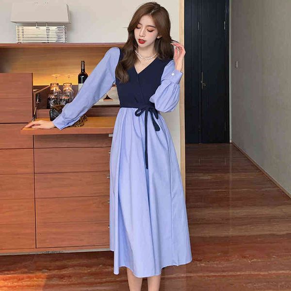 

casual dresses korean party dress with low-cut v, long casual knitted flashlight sleeves for fall and winter 5qru, Black;gray