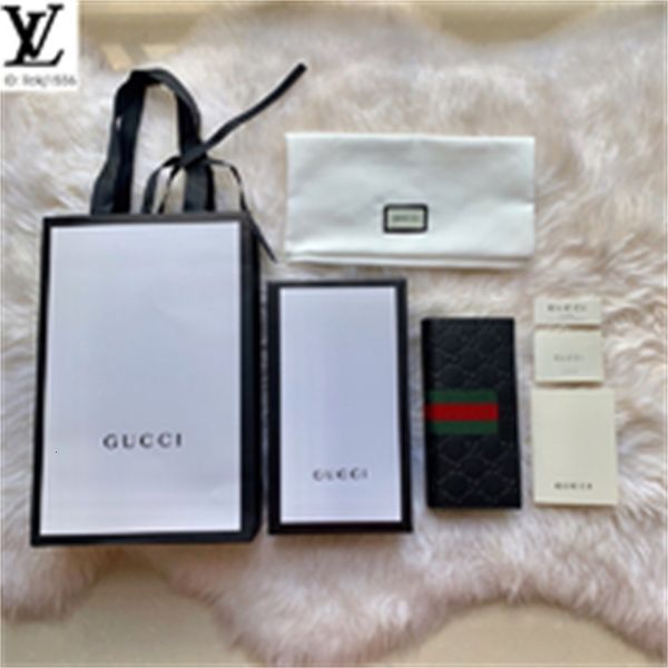

leather brand wallet designer wallets luxury men 408836 wallet double two-fold g rainbow real strip long series chain suit clip compact purs, Red;black