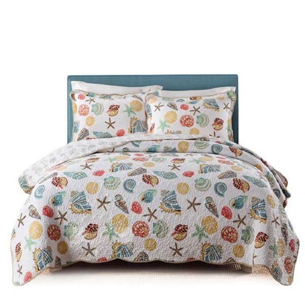 

comforters & sets ab-side printed bedspread quilt set 3pcs quilted bedding cotton quilts bed cover pillowcase king queen size flowers coverl