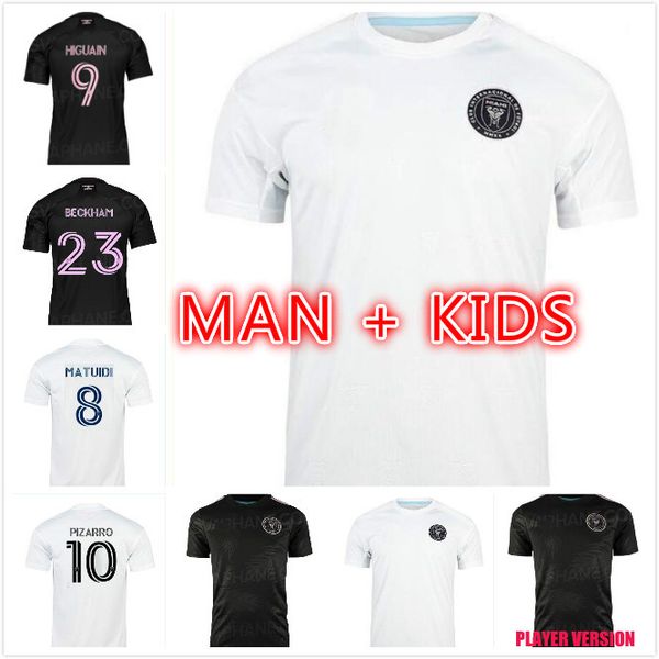 

men + kids 2021 2022 inter miami soccer jerseys home away black beckham 21 22 pizarro figal matuidi higuain football uniforms player versio, Black;yellow