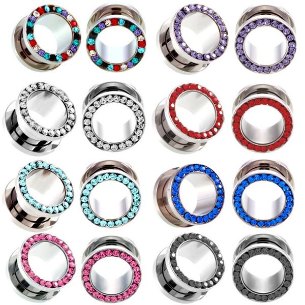 

other pinksee 2pcs stainless steel ear plugs tunnels earlets screwed earring expander gauges crystal body piercings jewelry, Slivery;golden