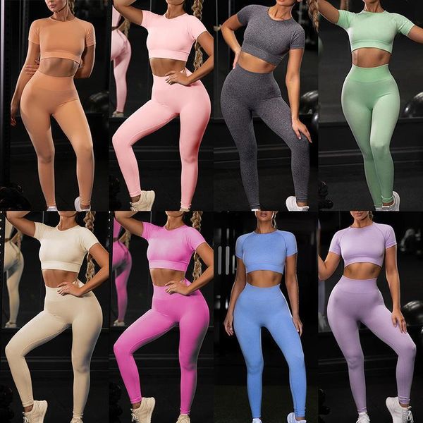 

yoga outfit 2pcs seamless leggings women set gym fitness sportswear summer clothes women's tracksuit workout sport suits