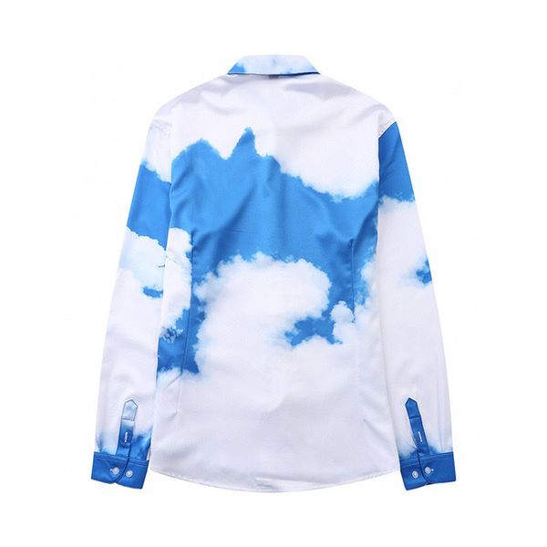 

2023 american most models shirt men retro fashion classic blouses couple style wave embroidery decoration design spring, White;black