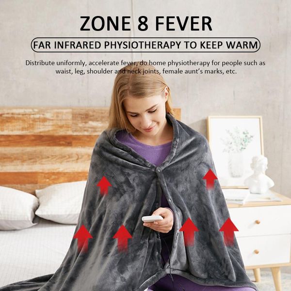 

scarves 150x85cm winter warm coral fleece blanket electric shawl pad three-stage adjustable pure color plush, Blue;gray