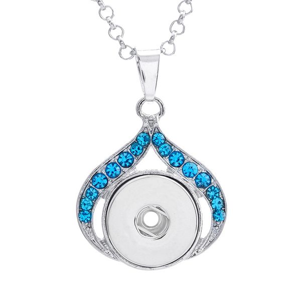 

snap button jewelry rhinestone inlay drop shape pendant fit 18mm snaps buttons necklace for women men noosa, Silver