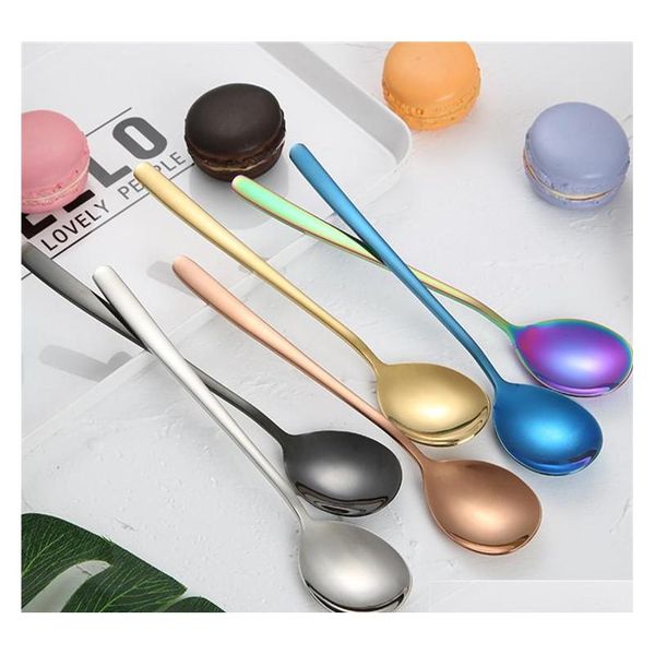 

korean spoon meal spoon silver gold copper black rainbow color 304 stainless steel spoon jllyvp sport777