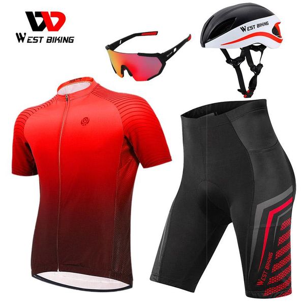 

racing sets west biking professional cycling set mtb bike clothing bicycle clothes uniform summer quick-dry jersey, Black;blue