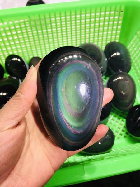 

natural colorful obsidian play objects, rainbow color obsidian., Black
