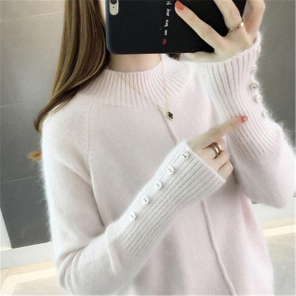 

women's sweaters women and pullovers 2021 long sleeve knit casual button winter clothing sweater thick solid pz2683, White;black