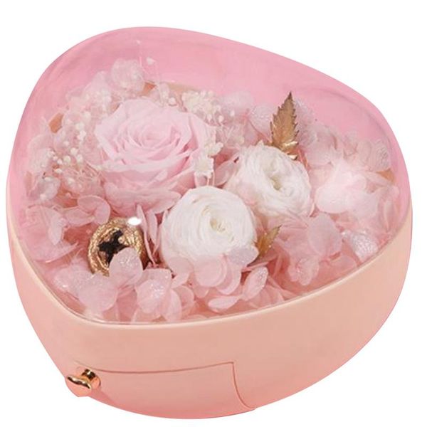 

heart-shaped preserved flower box creative tumbler jewelry box valentine's day gift