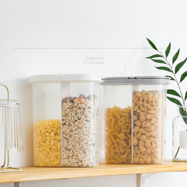 

storage bottles & jars 4pcs two compartment box grain airtight canister nuts organizer home kitchen plastic