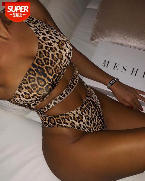 

bathing suits bikini gathered leopard bandage one-piece swimsuit #gm1c, White;black