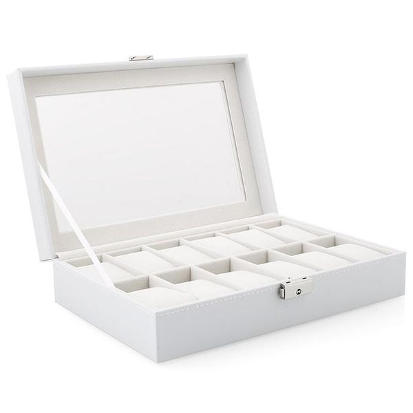 

car organizer watch display storage box case (white, 12 grids)