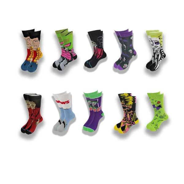 

men's socks and women's high-quality movie story characters wear tube skateboard comfortable soft in spring qutum, Black