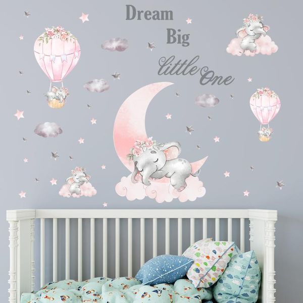

wall stickers wallpaper pink cute baby elephant children's room living bedroom creative simple decorative papers