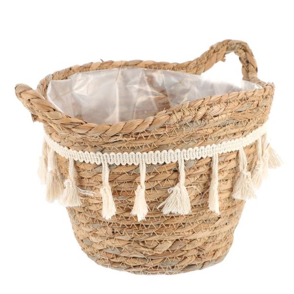 

storage baskets household basket straw braid container simple design box