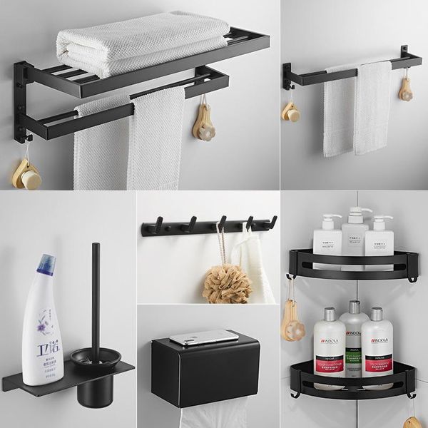 

bath accessory set ae01yjm-0003 yujie bathroom modern minimalist non-perforated space aluminum towel rack thick bar hardware pendant
