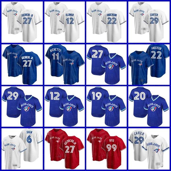 

toronto 4 george springer blue jays 27 vladimir guerrero jr. cavan biggio bo bichette roberto alomar marcus semien randal grichuk yates, Blue;black