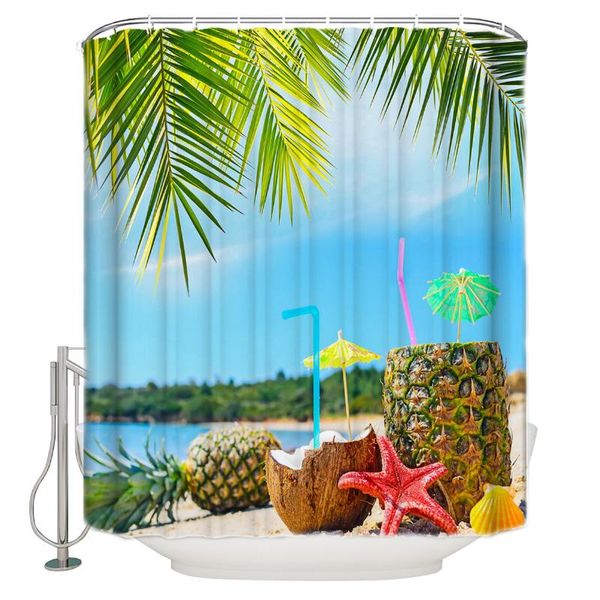 

shower curtains modern curtain for coconut pineapple seaside bathroom special exquisite waterproof polyester with hook