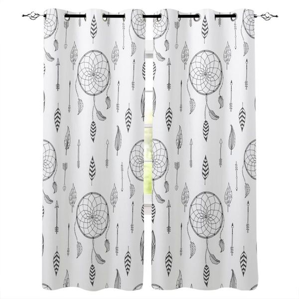 

black and white dream catcher simple window curtains home decor living room curtains bedroom kitchen items door