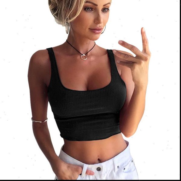 

short tanks camis women summer solid tank female knitted backless crop 2021 cotton elastic, White