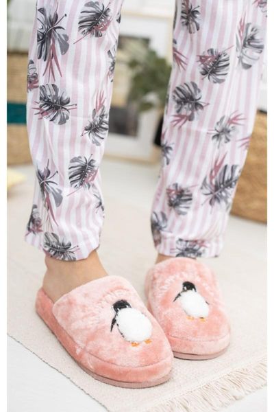 

slippers women's pink plush penguins home, Black