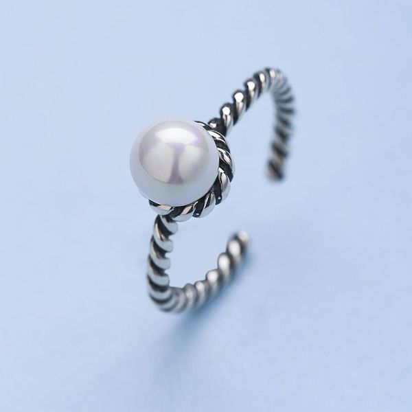 

wedding rings real 925 sterling silver simulated pearl for women bridal anelli trendy jewellery party engagement anillos mujer, Slivery;golden