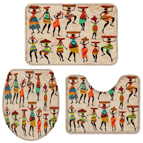 

bath accessory set ethnic african women bathroom rug toilet cover mat pedestal non-slip accessories doormat