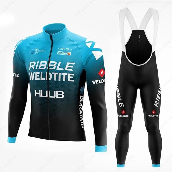 

racing sets huub blue four seasons cycling jersey sut pro team quick dry clothing outdoor riding mtb long sleeves bicycle, Black;blue