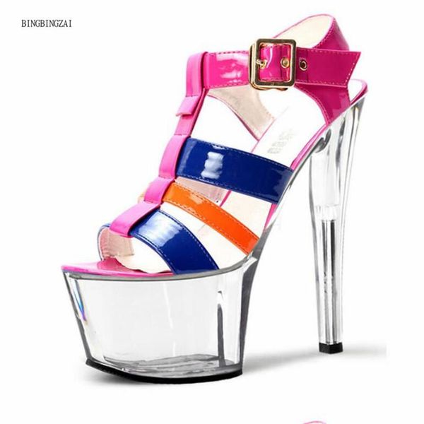 

summer women's sandals women's shoes new pattern superior fish mouth 17cm stiletto heels fashion show 3-14 15 bbzai, Black