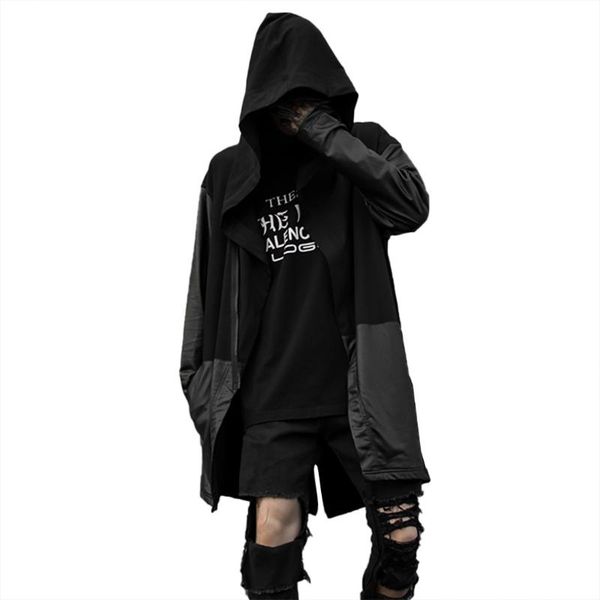 

men's jackets winter jacket men 2021 fashion autumn and loose patchwork hooded long cardigan coat chaqueta de los hombres, Black;brown