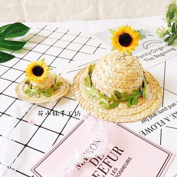 

cat costumes pet dog accessories sun hat cute daisy straw birthday gift clothes