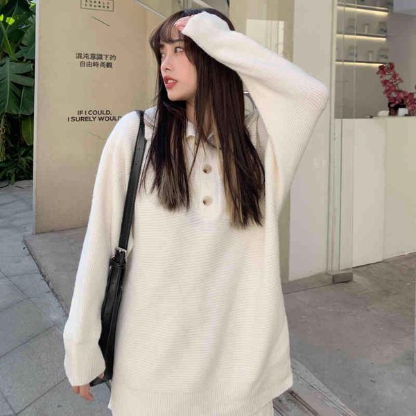 

korean version control - women's knitted long sved sweater, collar dign, high, soft, fabric, White;black
